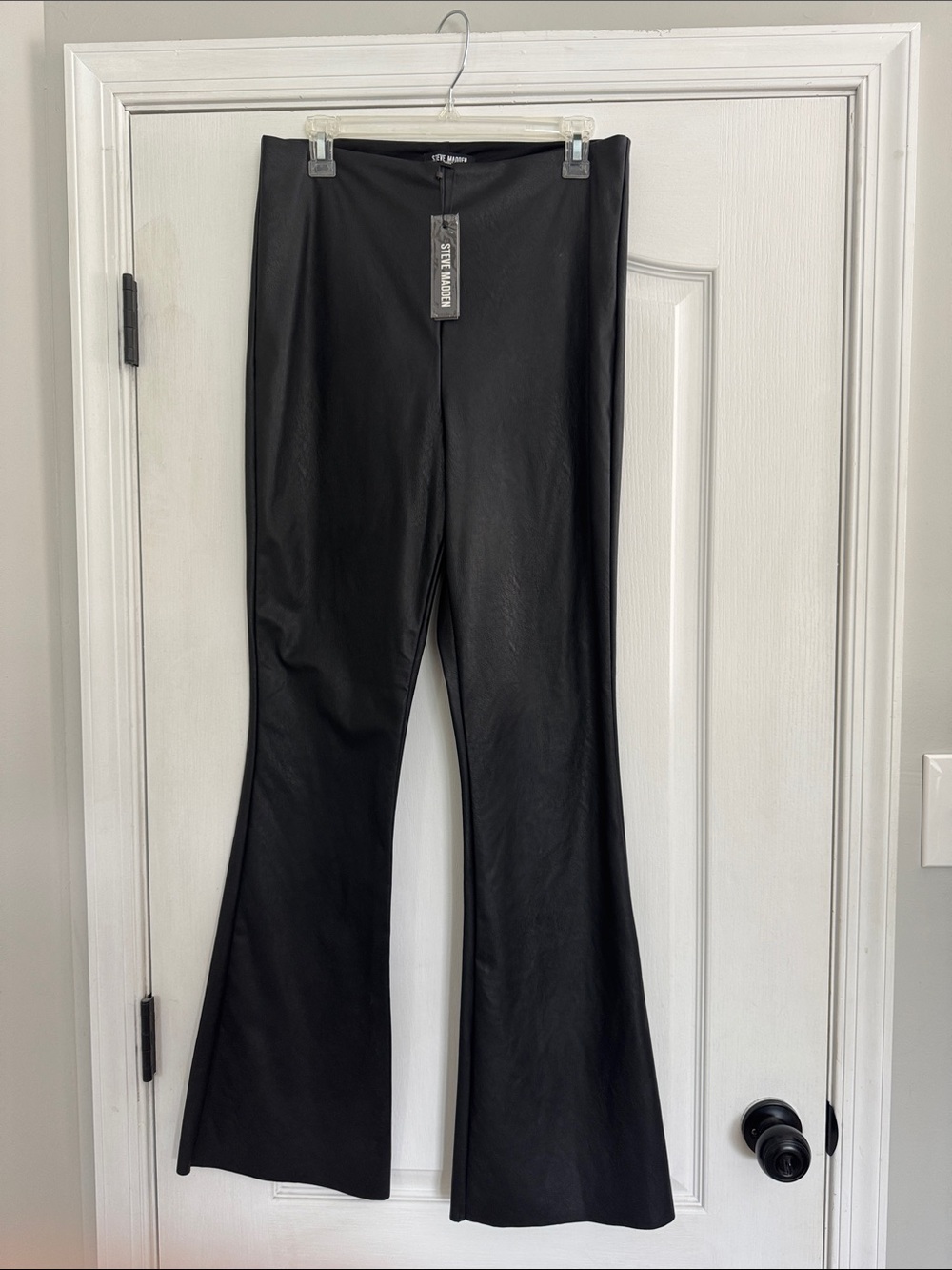 Steve Madden imitation leather flare pants size large